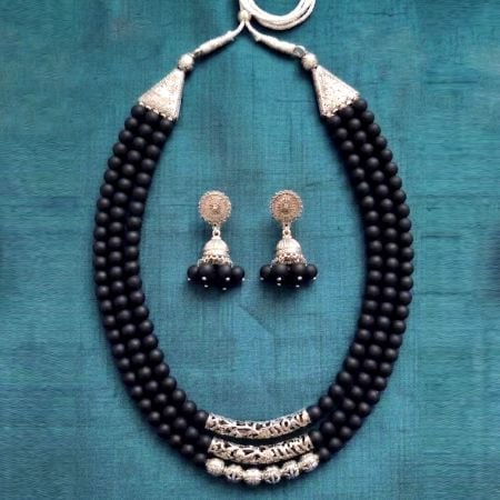 Handcrafted Boho Glass Bead Alloy Necklace